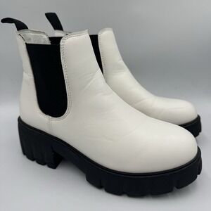 CUSHIONAIRE Women's Sasha slip on chelsea boot  Memory Foam White 6.5
